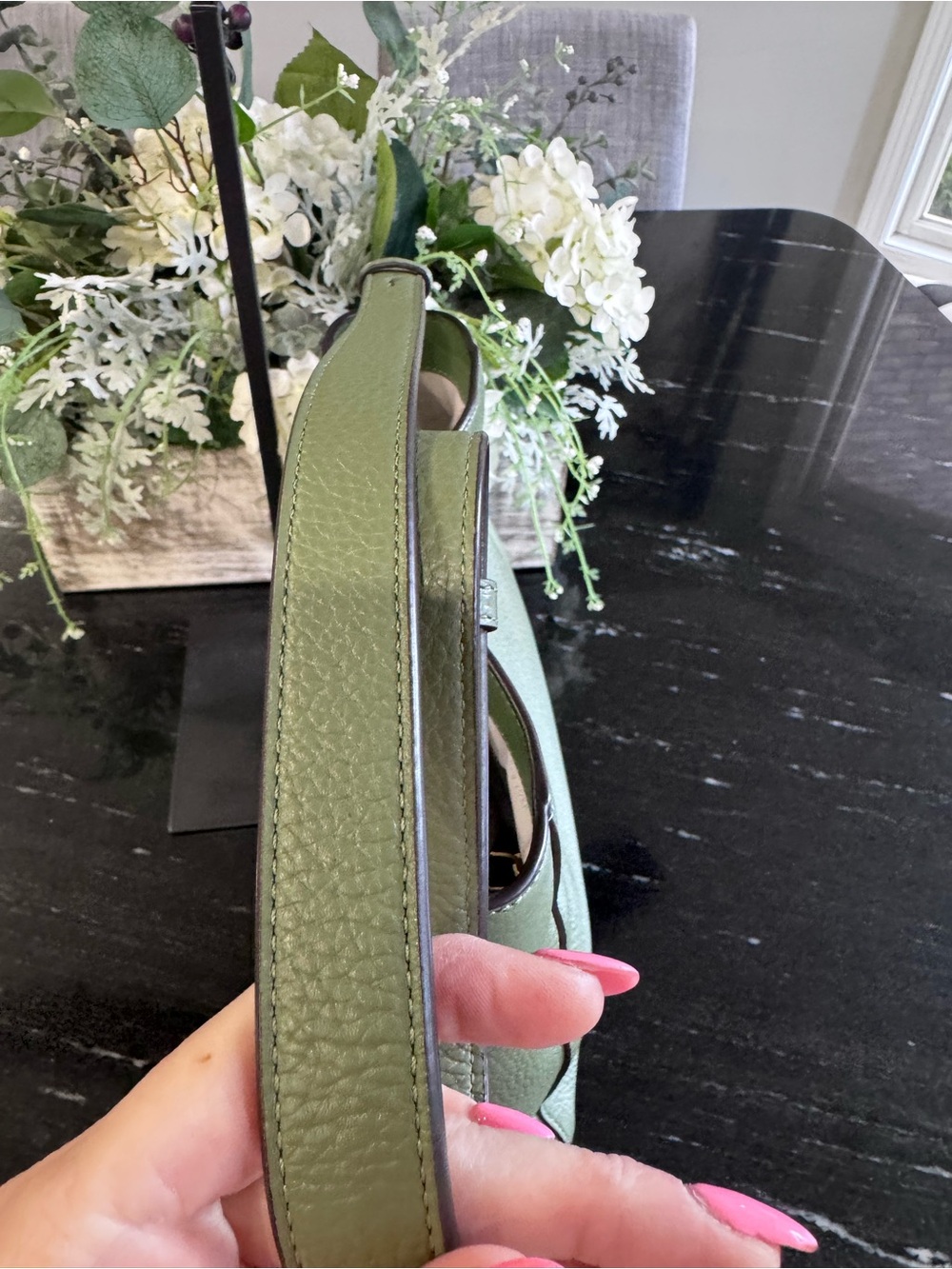 🍃Kate Spade Sage Green Juliette Medium Bucket Bag Pebbled Leather - Picture 7 of 13